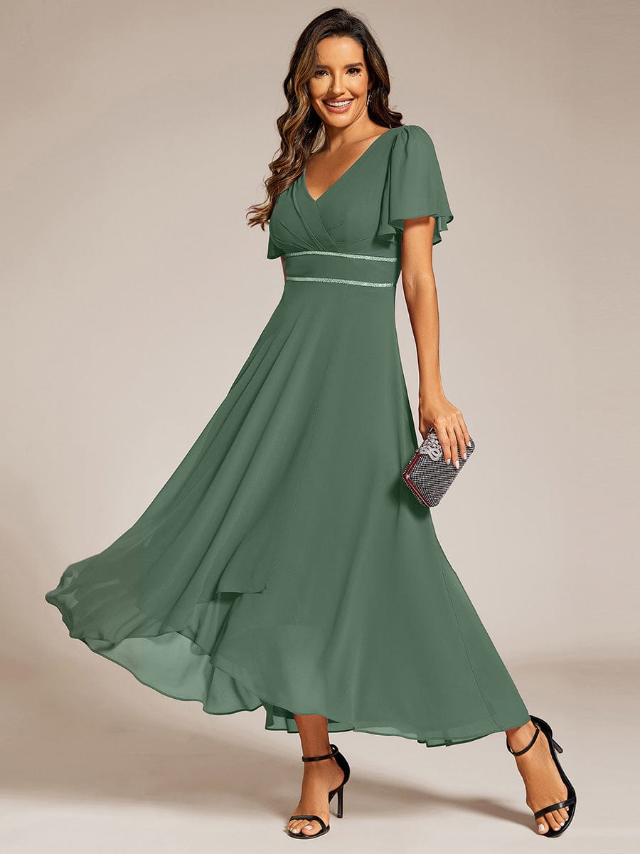 ME41981EU-R Double V-Neck Waist Trimmed Chiffon Formal Evening Dress - Image 46