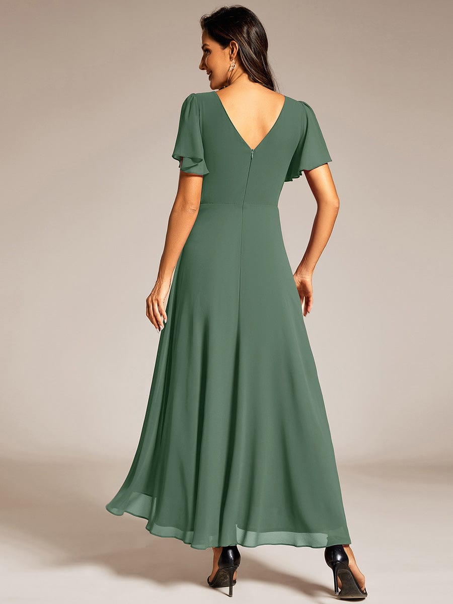 ME41981EU-R2 Double V-Neck Waist Trimmed Chiffon Formal Evening Dress - Image 47