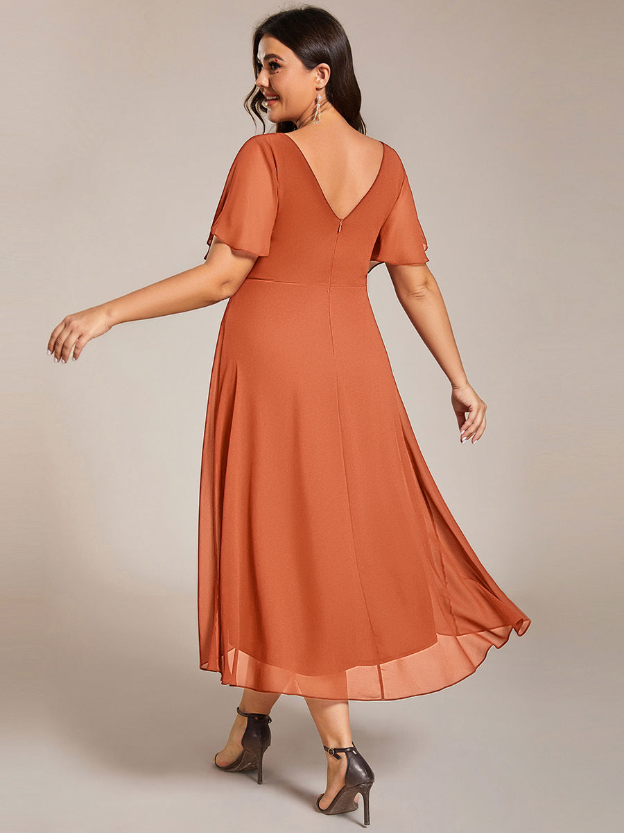 MG01923BM-PR2_1d03af22-34f4-4d3a-a589-4aa27bfcbe3d Plus Size Double V-Neck Ruffles Sleeve Chiffon Midi Wedding Guest Dress - Image 86