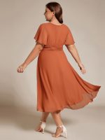 Chic A-Line Pleated Knee-Length Flowy Chiffon Wedding Guest Dress - Image 53