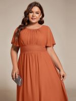 Chic A-Line Pleated Knee-Length Flowy Chiffon Wedding Guest Dress - Image 54