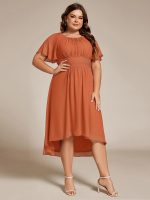 Chic A-Line Pleated Knee-Length Flowy Chiffon Wedding Guest Dress - Image 52