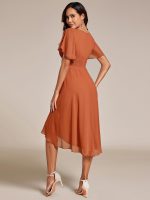 Chic A-Line Pleated Knee-Length Flowy Chiffon Wedding Guest Dress - Image 50