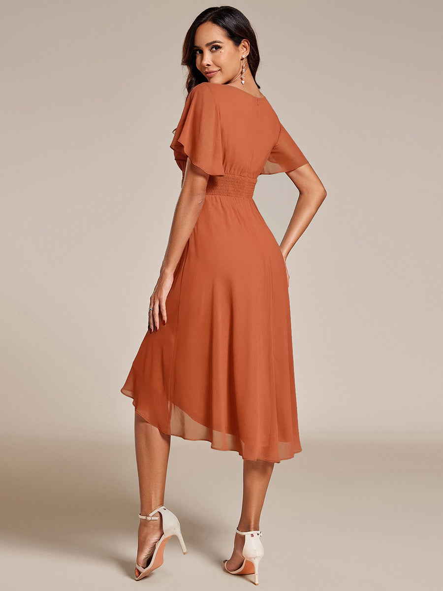 MG02053BM-R2 Chic A-Line Pleated Knee-Length Flowy Chiffon Wedding Guest Dress - Image 50