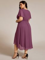 Chic A-Line Pleated Knee-Length Flowy Chiffon Wedding Guest Dress - Image 59