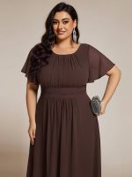 Chic A-Line Pleated Knee-Length Flowy Chiffon Wedding Guest Dress - Image 66