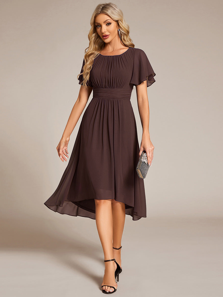 MG02053ES-R Chic A-Line Pleated Knee-Length Flowy Chiffon Wedding Guest Dress - Image 61