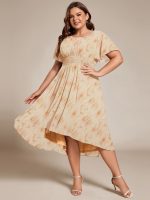 Chic A-Line Pleated Knee-Length Flowy Chiffon Wedding Guest Dress - Image 35