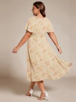 Chic A-Line Pleated Knee-Length Flowy Chiffon Wedding Guest Dress - Image 36