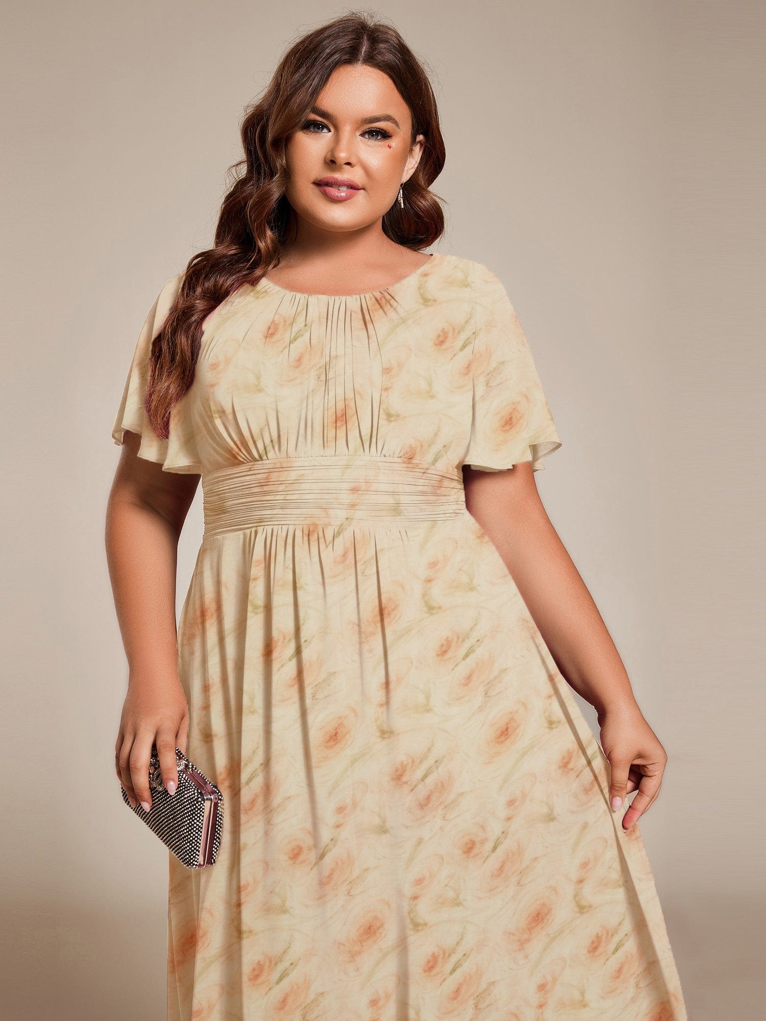 MG02053LR-PR3 Chic A-Line Pleated Knee-Length Flowy Chiffon Wedding Guest Dress - Image 37