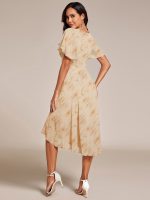 Chic A-Line Pleated Knee-Length Flowy Chiffon Wedding Guest Dress - Image 33