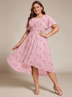 Chic A-Line Pleated Knee-Length Flowy Chiffon Wedding Guest Dress - Image 41