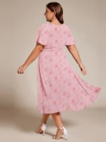 Chic A-Line Pleated Knee-Length Flowy Chiffon Wedding Guest Dress - Image 42