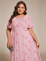 Chic A-Line Pleated Knee-Length Flowy Chiffon Wedding Guest Dress - Image 43