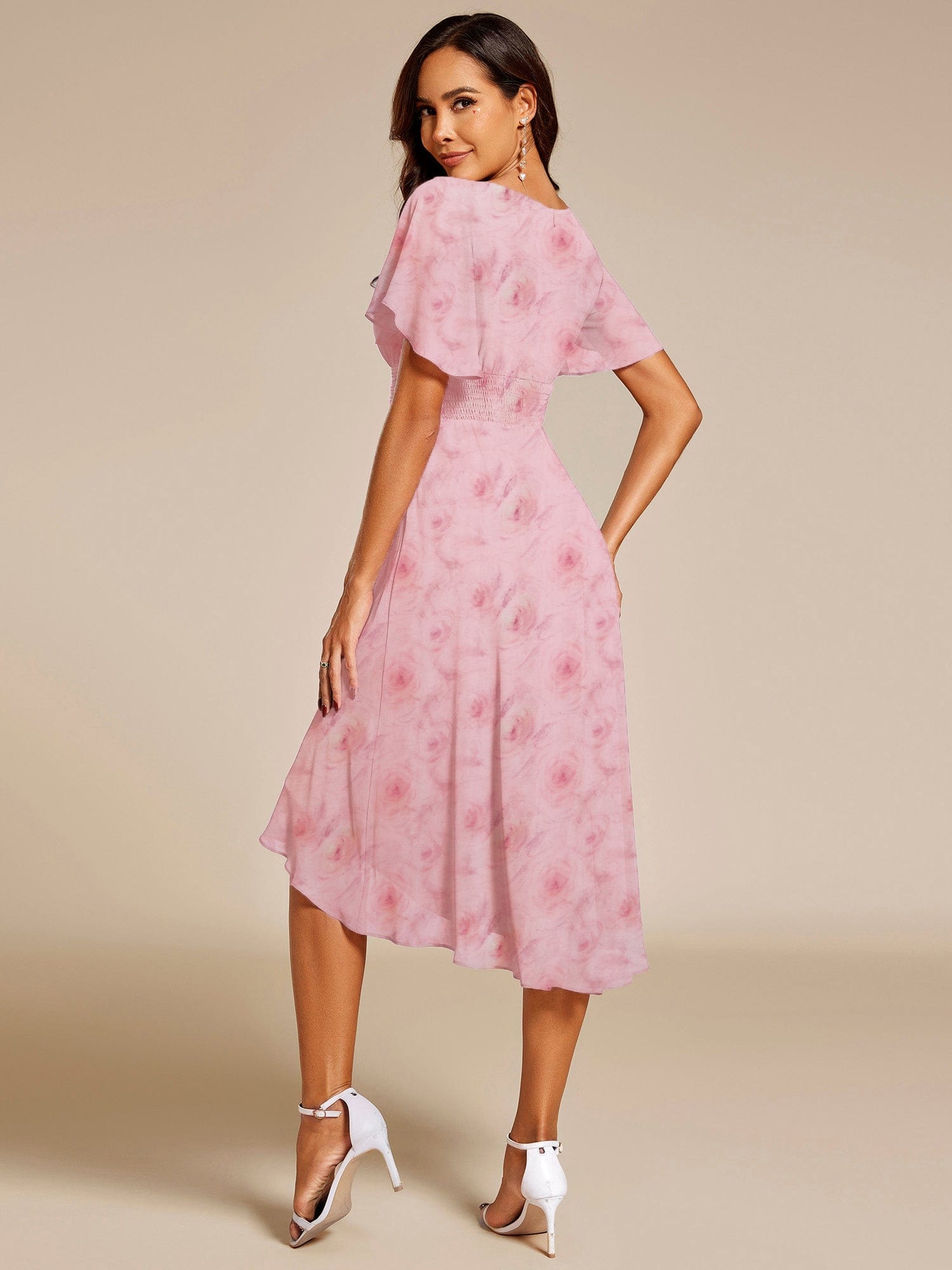 MG02053PR-R2 Chic A-Line Pleated Knee-Length Flowy Chiffon Wedding Guest Dress - Image 39