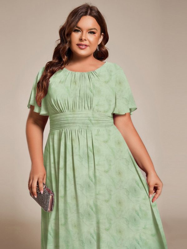 Chic A-Line Pleated Knee-Length Flowy Chiffon Wedding Guest Dress - Image 49