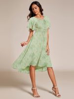 Chic A-Line Pleated Knee-Length Flowy Chiffon Wedding Guest Dress - Image 44