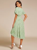 Chic A-Line Pleated Knee-Length Flowy Chiffon Wedding Guest Dress - Image 45