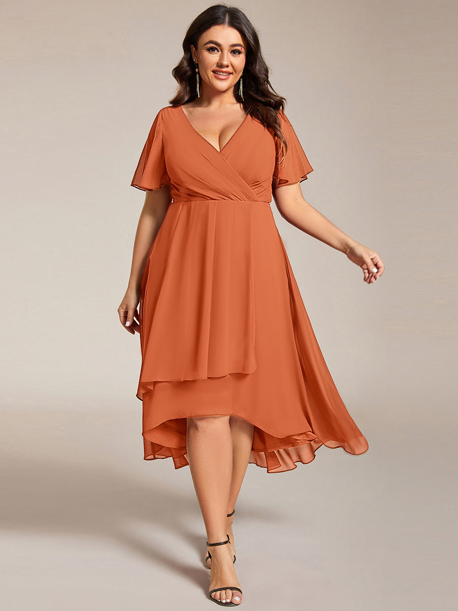 MG02084BM-PR_a0fecaa1-15e0-4240-8d95-706cf2e4e65b Plus Size Chiffon Short Sleeves Pleated V-Neck A-Line Midi Wedding Guest Dress - Image 105