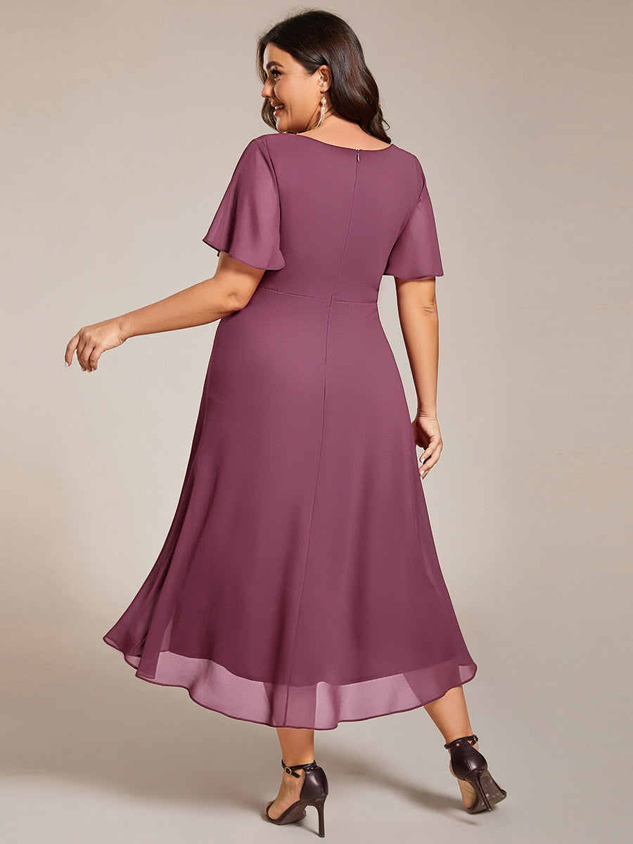 MG02084DS-PR2_0e696817-c564-451b-8ea2-8752e5d3c71b Plus Size Chiffon Short Sleeves Pleated V-Neck A-Line Midi Wedding Guest Dress - Image 109