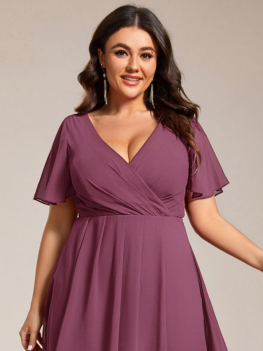 MG02084DS-PR3_e49635b7-235d-404e-8568-4f0e042b5037 Plus Size Chiffon Short Sleeves Pleated V-Neck A-Line Midi Wedding Guest Dress - Image 110