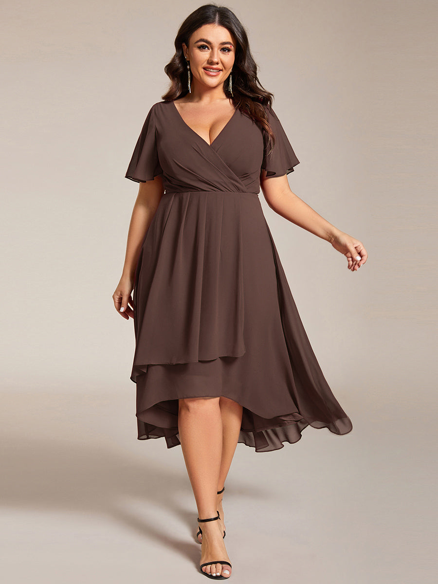 MG02084ES-PR_18f0fc7f-b19a-49da-a96a-185ae92bfa1a Plus Size Chiffon Short Sleeves Pleated V-Neck A-Line Midi Wedding Guest Dress - Image 111