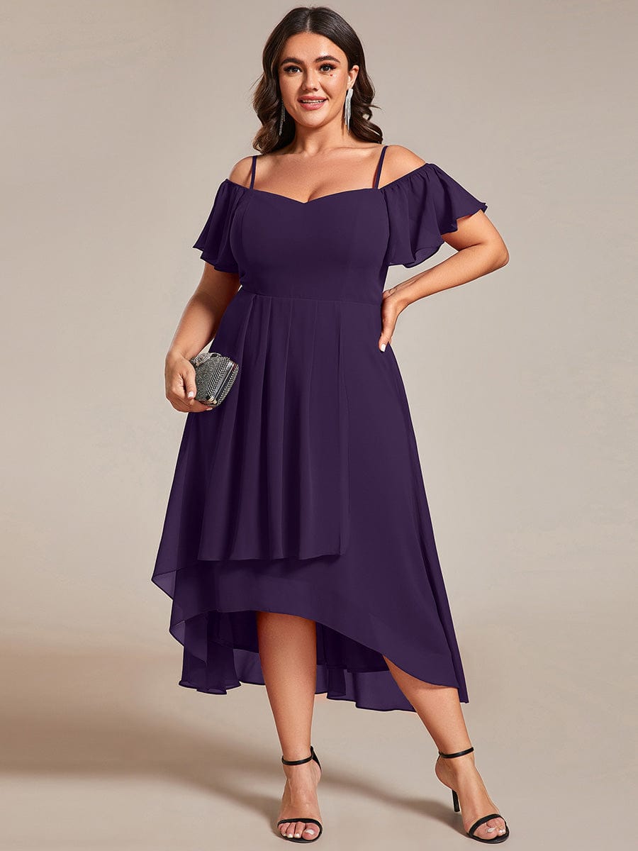 MG02103DP-PR_4f4dab62-9a24-421b-846a-ebdf8e549e9e Plus Size Cold Shoulder Sweetheart Necklin Chiffon Midi Wedding Guest Dress - Image 63