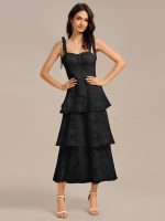 Bow Straps Floral Lace Tiered Dress - Image 13