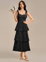 Bow Straps Floral Lace Tiered Dress - Image 12