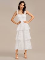 Bow Straps Floral Lace Tiered Dress - Image 14