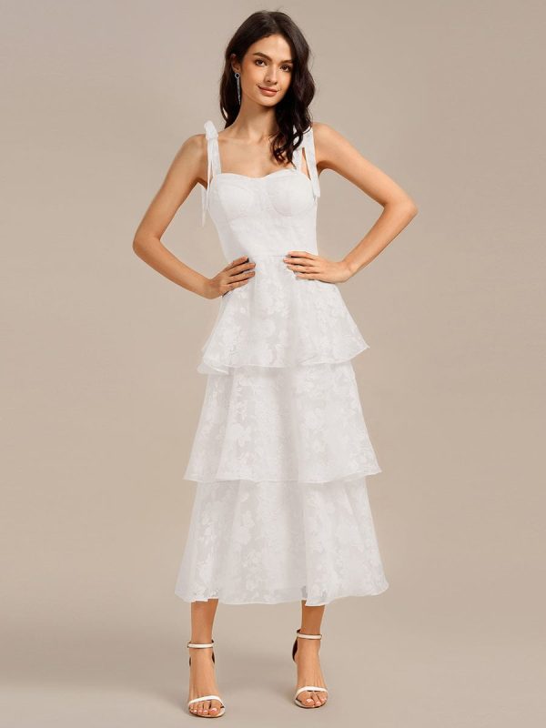 Bow Straps Floral Lace Tiered Dress - Image 14