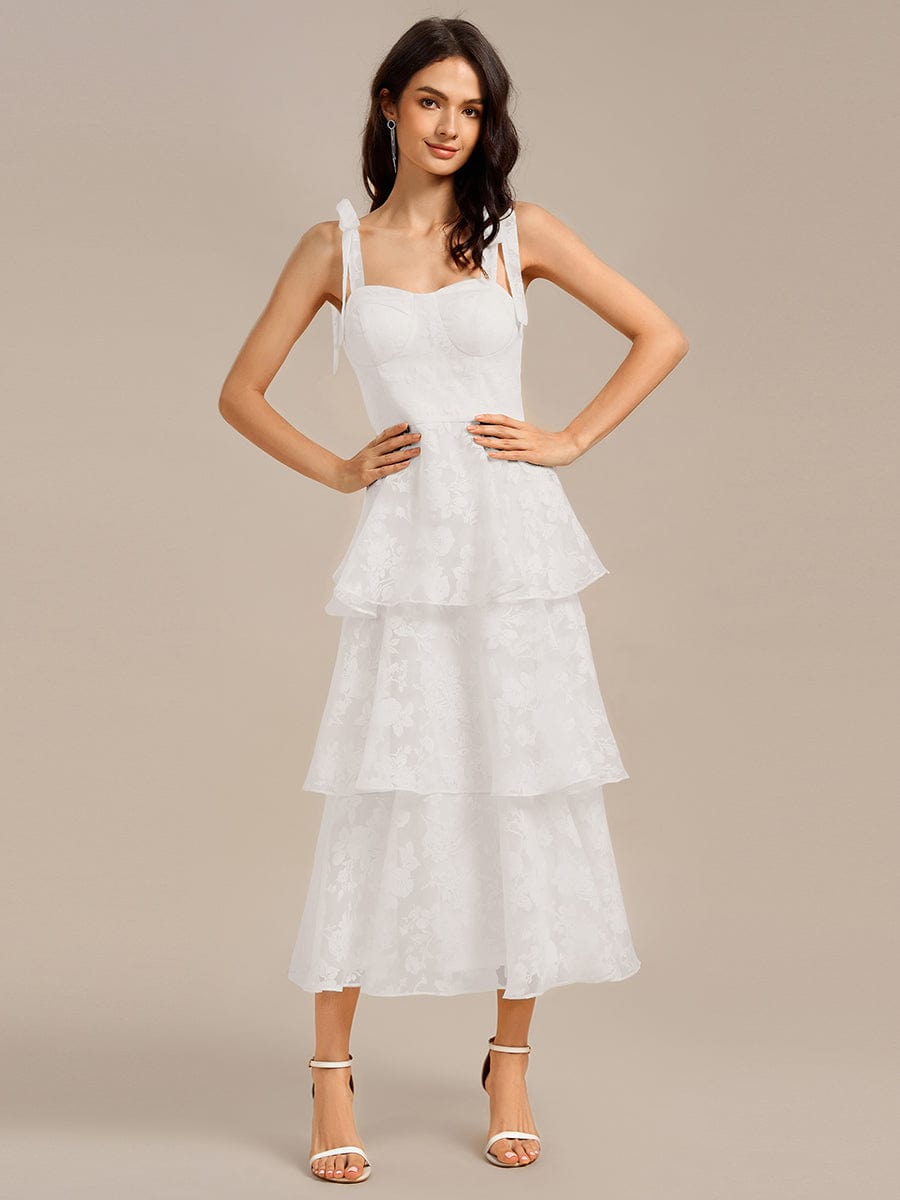 MG02429CR-R Bow Straps Floral Lace Tiered Dress - Image 14