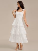 Bow Straps Floral Lace Tiered Dress - Image 17