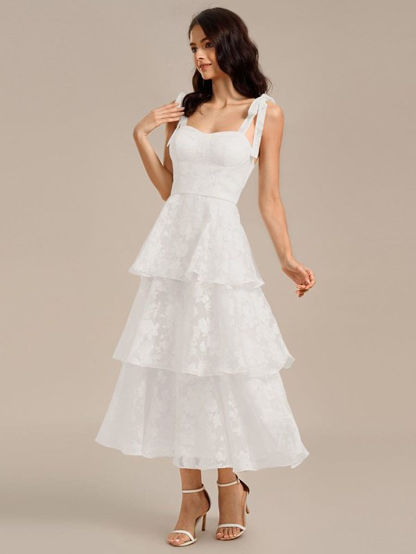Bow Straps Floral Lace Tiered Dress - Image 17