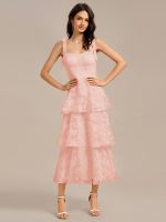 Bow Straps Floral Lace Tiered Dress - Image 22