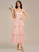 Bow Straps Floral Lace Tiered Dress - Image 19