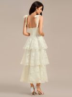Bow Straps Floral Lace Tiered Dress - Image 5