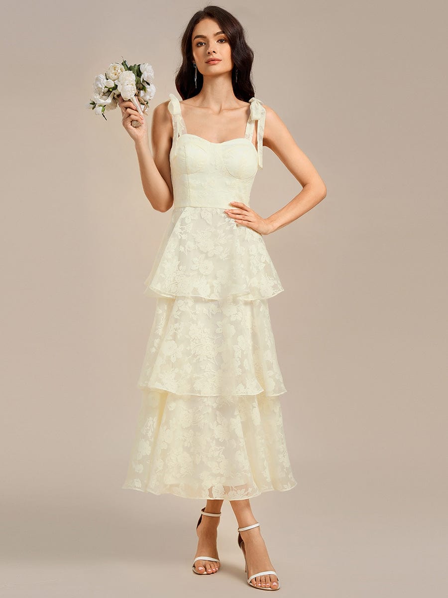 MG02429YL-R4 Bow Straps Floral Lace Tiered Dress - Image 8