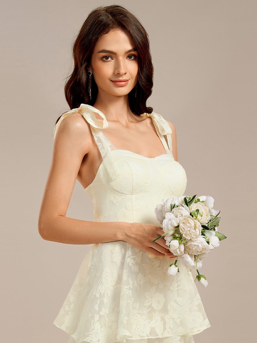 MG02429YL-R5 Bow Straps Floral Lace Tiered Dress - Image 6