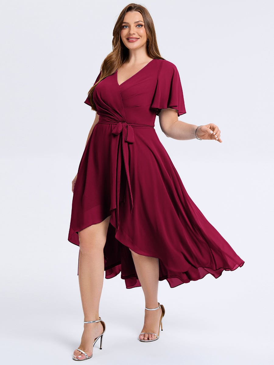 MG02454BD-PR3 Plus Size Tie Knot Chiffon Wedding Guest Dress - Image 9