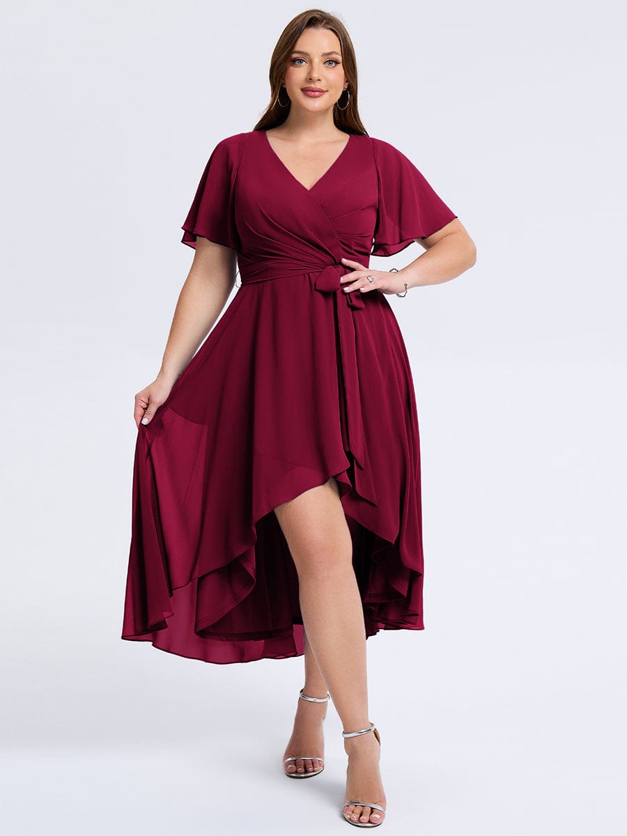 MG02454BD-PR4 Plus Size Tie Knot Chiffon Wedding Guest Dress - Image 10