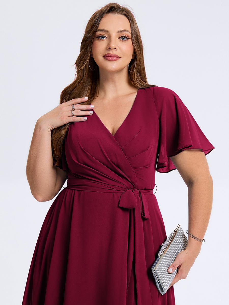 MG02454BD-PR5 Plus Size Tie Knot Chiffon Wedding Guest Dress - Image 8