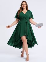 Plus Size Tie Knot Chiffon Wedding Guest Dress - Image 11