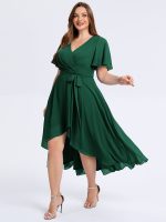 Plus Size Tie Knot Chiffon Wedding Guest Dress - Image 14