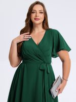 Plus Size Tie Knot Chiffon Wedding Guest Dress - Image 13