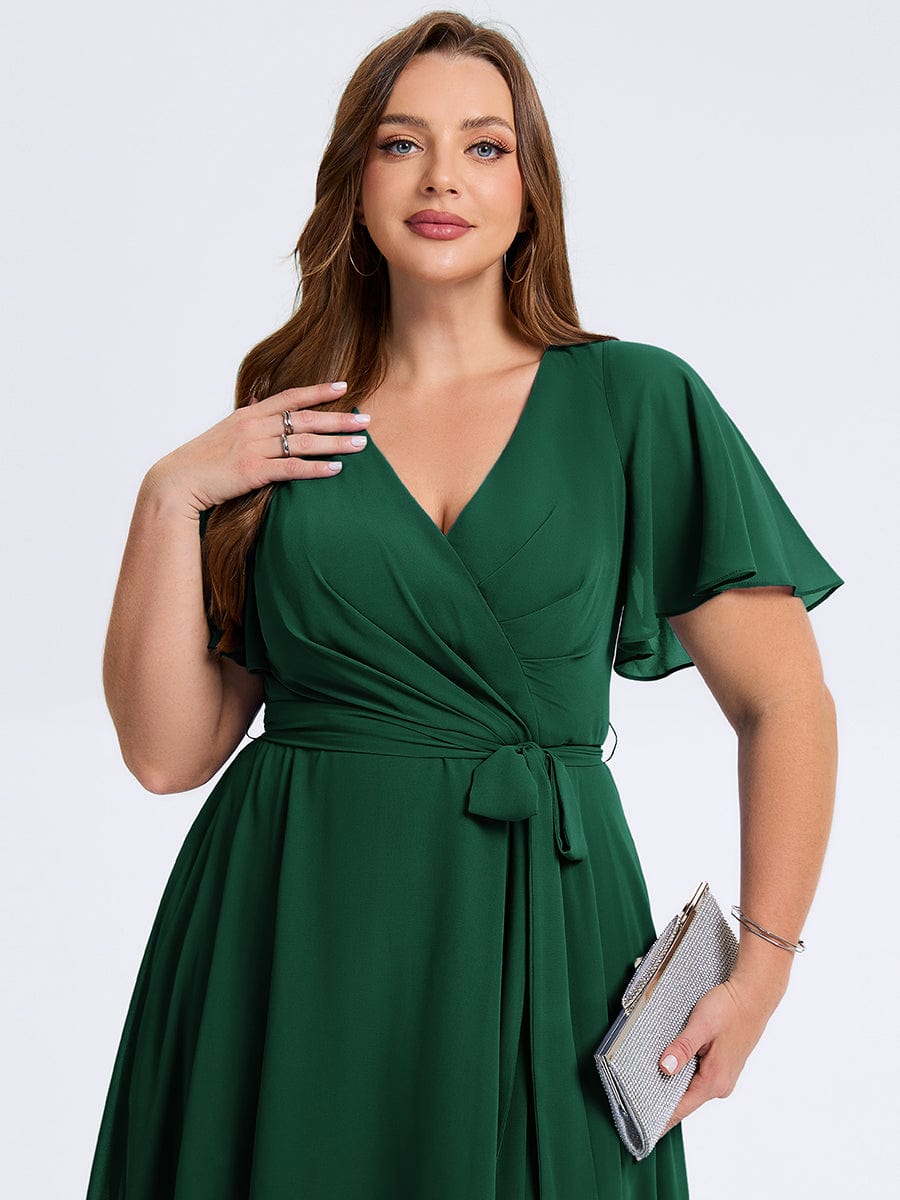MG02454DG-PR5 Plus Size Tie Knot Chiffon Wedding Guest Dress - Image 13