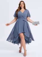 Plus Size Tie Knot Chiffon Wedding Guest Dress