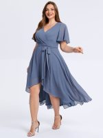 Plus Size Tie Knot Chiffon Wedding Guest Dress - Image 4