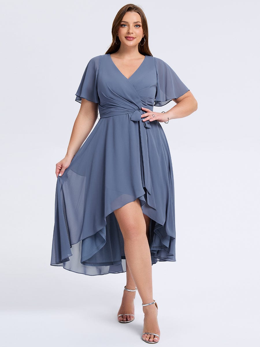 MG02454DN-PR4 Plus Size Tie Knot Chiffon Wedding Guest Dress - Image 5