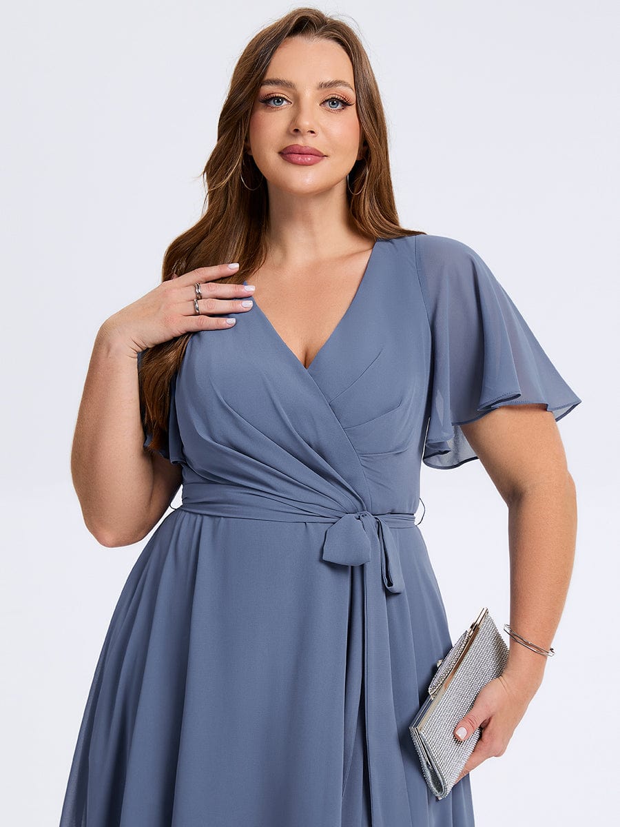 MG02454DN-PR5 Plus Size Tie Knot Chiffon Wedding Guest Dress - Image 3